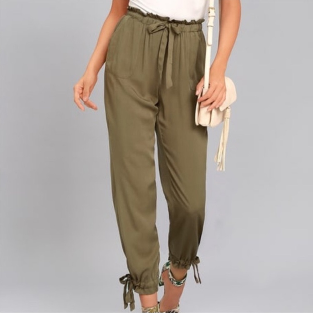 ❤️Lulus Elegant Tie Ankle Pants in Olive/Army Green